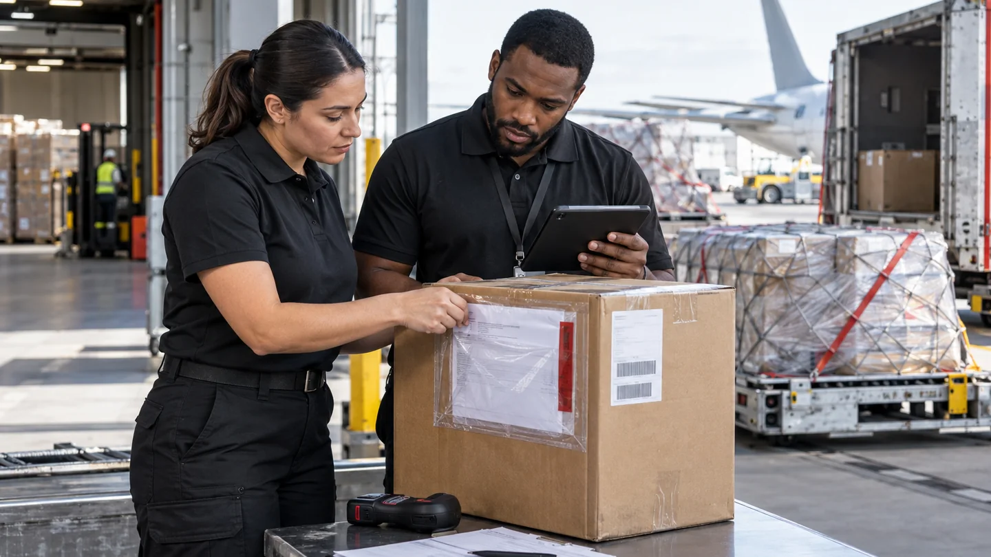 International fulfillment shipment prepared with customs documentation
